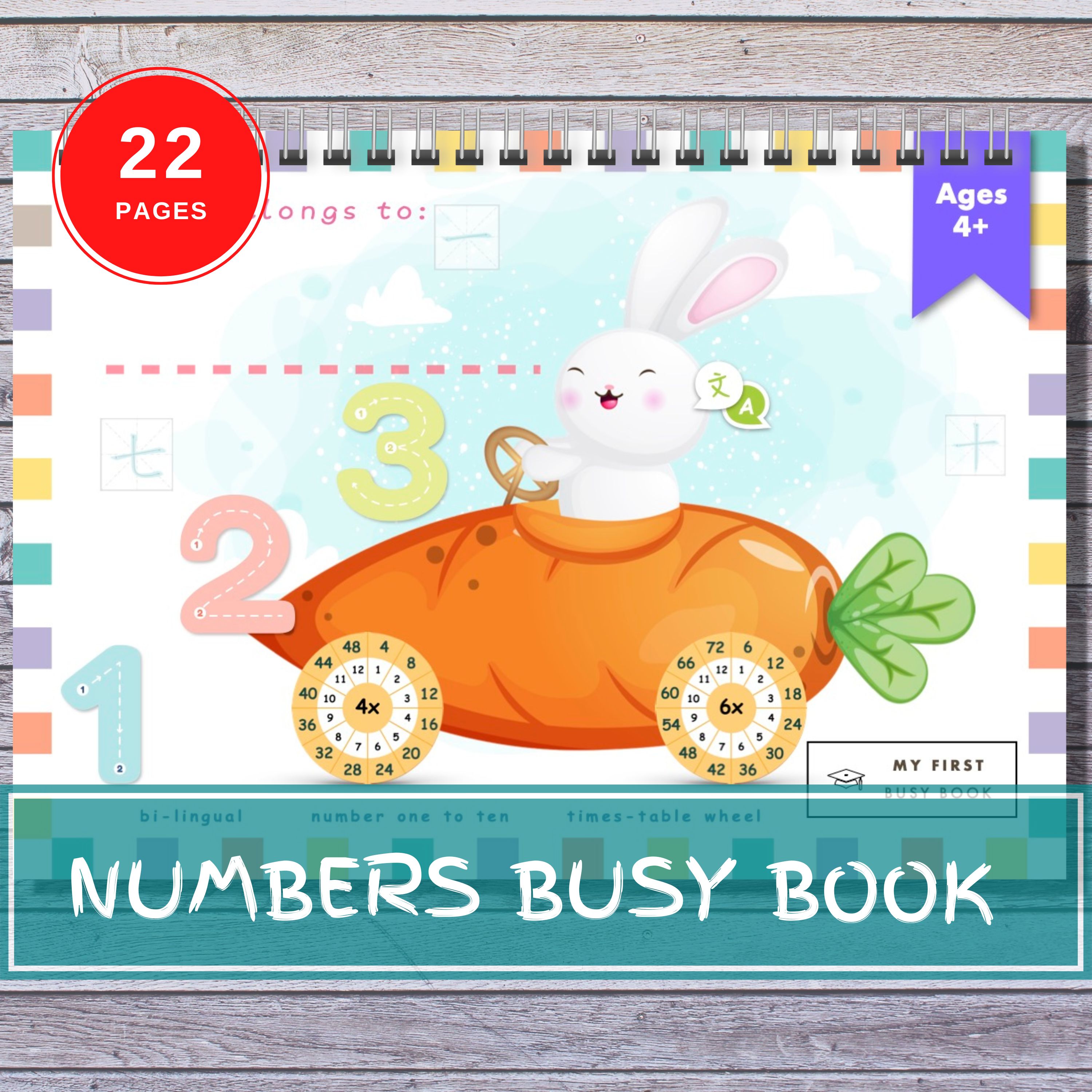 My First 123 Number Bilingual English Chinese Timestable Wheel Busy Book Activity Early Learning 4 years old page cover