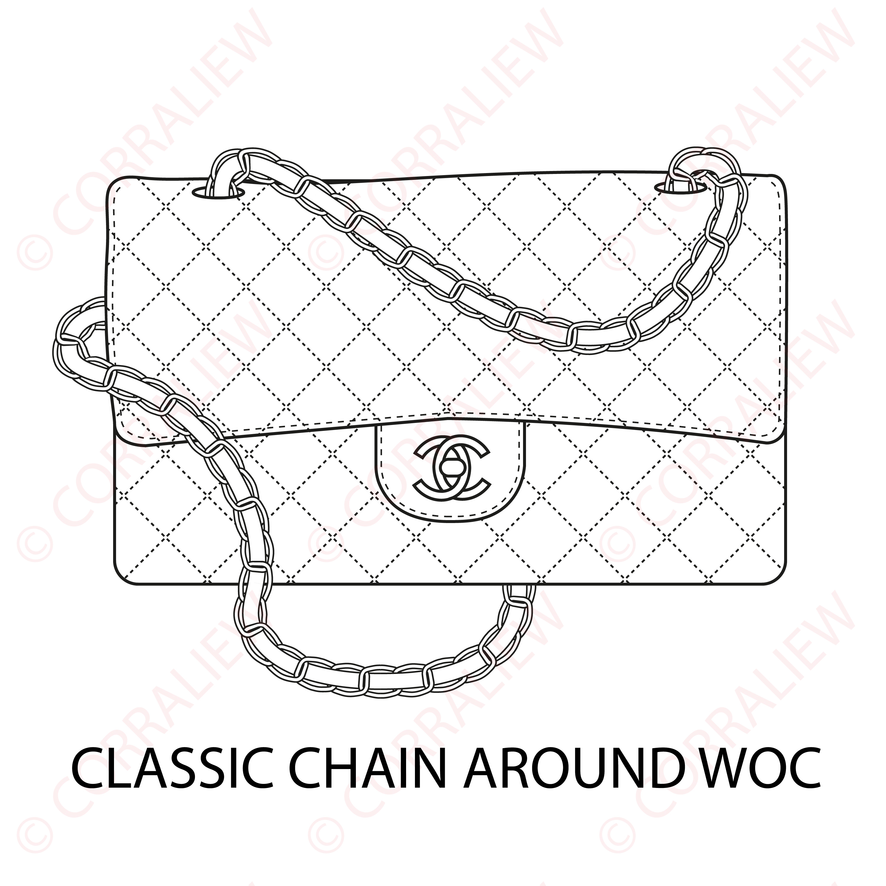 Chanel Classic Handbag PNG Icon Vector Coloring Page