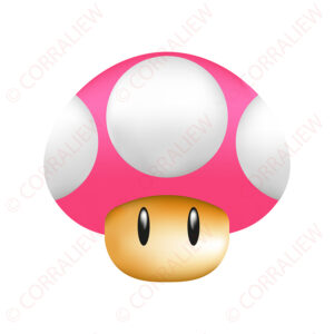 3D Super Mushroom - Pink Base White Dot