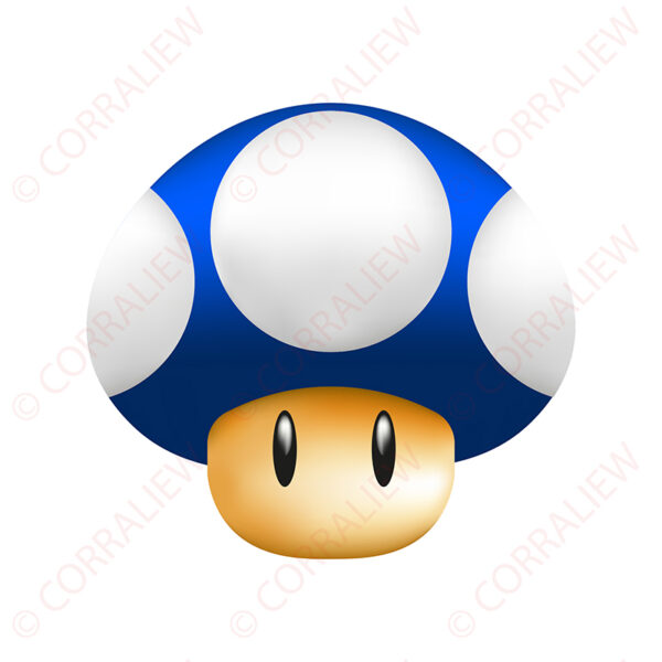 3D Super Mario Mushroom - Blue Base White Dot