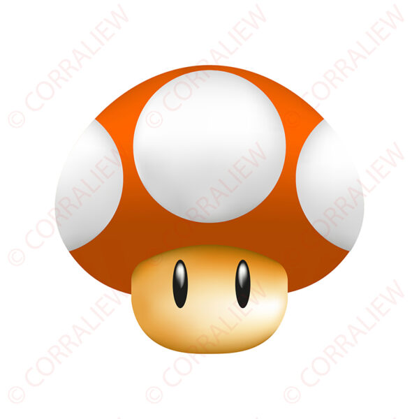 3D Super Mario Mushroom - Orange Base White Dot