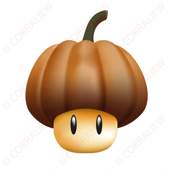 3D Super Mario Mushroom - Pumpkin