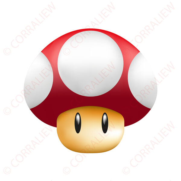 3D Super Mario Mushroom - Red Base White Dot