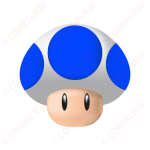 3D Super Mushroom - White Base Blue Dot