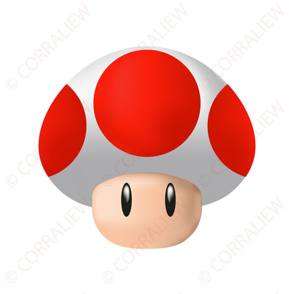 3D Super Mario Mushroom - White Base Red Dot