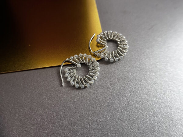 Precious Macrame Lace Radiance Hoops Earrings, Handmade, Macrame Knotting with Metal Wires