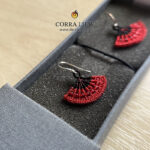 Black-Red Retro Handmade Japanese Fan Earrings